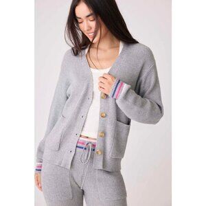 PJ Salvage Gray Sweater Weather Rib Cardigan  Women's Size L Large